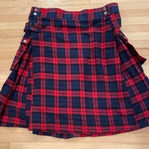 Scarlet Darkness adjustable wrap schoolgirl grunge goth navy red plaid kilt
